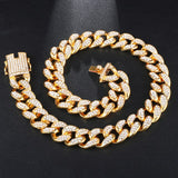 Hip Hop 1Set 20MM Full Heavy Iced Out Paved Rhinestone Miami Curb Cuban Chain CZ Bling Rapper Bracelet Necklaces For Men Jewelry