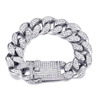 Hip Hop 1Set 20MM Full Heavy Iced Out Paved Rhinestone Miami Curb Cuban Chain CZ Bling Rapper Bracelet Necklaces For Men Jewelry
