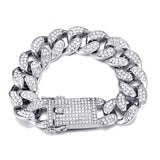 Hip Hop 1Set 20MM Full Heavy Iced Out Paved Rhinestone Miami Curb Cuban Chain CZ Bling Rapper Bracelet Necklaces For Men Jewelry
