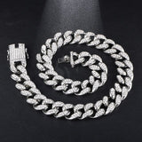 Hip Hop 1Set 20MM Full Heavy Iced Out Paved Rhinestone Miami Curb Cuban Chain CZ Bling Rapper Bracelet Necklaces For Men Jewelry