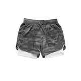 Men&#39;s Casual Shorts 2 in 1 Running Shorts Quick Drying Sport Shorts Gyms Fitness Bodybuilding Workout Built-in Pockets Short Men