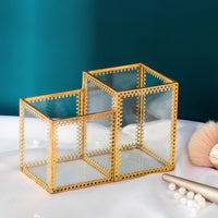 1/2/3/4 Grids Glass Makeup Brush Eyebrow Pen Storage Barrel Lipstick Holder Cosmetic Makeup Organizer Finishing Storage Box