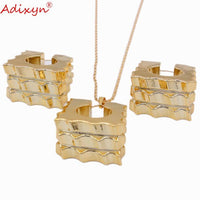 Adixyn Two Desigh Square Earrings/Pendant/Necklace Rose Gold Color Jewelry Set For Women Gifts N031915