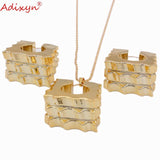 Adixyn Two Desigh Square Earrings/Pendant/Necklace Rose Gold Color Jewelry Set For Women Gifts N031915