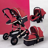 Luxurious Baby Stroller 3 in 1 Portable Travel Baby Carriage Fold Pram High Landscape Aluminum Frame Newborn Infant Stroller