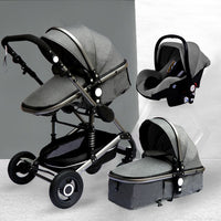 Luxurious Baby Stroller 3 in 1 Portable Travel Baby Carriage Fold Pram High Landscape Aluminum Frame Newborn Infant Stroller