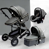 Luxurious Baby Stroller 3 in 1 Portable Travel Baby Carriage Fold Pram High Landscape Aluminum Frame Newborn Infant Stroller