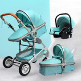 Luxurious Baby Stroller 3 in 1 Portable Travel Baby Carriage Fold Pram High Landscape Aluminum Frame Newborn Infant Stroller