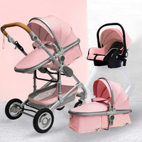Luxurious Baby Stroller 3 in 1 Portable Travel Baby Carriage Fold Pram High Landscape Aluminum Frame Newborn Infant Stroller