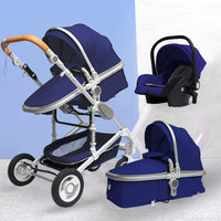 Luxurious Baby Stroller 3 in 1 Portable Travel Baby Carriage Fold Pram High Landscape Aluminum Frame Newborn Infant Stroller
