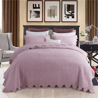 100% Cotton Quilted Stitched Elegant Bedspread set with Decorative Pillow Shams 3Pcs White Soft Bedspread Bed Coverlet Set