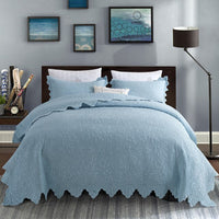 100% Cotton Quilted Stitched Elegant Bedspread set with Decorative Pillow Shams 3Pcs White Soft Bedspread Bed Coverlet Set