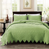 100% Cotton Quilted Stitched Elegant Bedspread set with Decorative Pillow Shams 3Pcs White Soft Bedspread Bed Coverlet Set