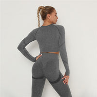 2 Pcs Sets Yoga Suit Tummy Control Sports Suits High Stretch Yoga Leggings Sets Fitness Sports Shirt Sets Training Sets Gym Wear