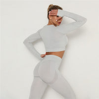 2 Pcs Sets Yoga Suit Tummy Control Sports Suits High Stretch Yoga Leggings Sets Fitness Sports Shirt Sets Training Sets Gym Wear