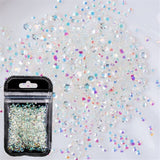 500Pcs/Set Multi-size Crystal AB Glass Nail Caviar Beads Glitter Rhinestones for Nail Design Nail Art Decorations 3D Micro Beads