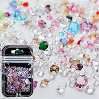 500Pcs/Set Multi-size Crystal AB Glass Nail Caviar Beads Glitter Rhinestones for Nail Design Nail Art Decorations 3D Micro Beads