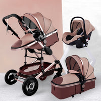 Luxurious Baby Stroller 3 in 1 Portable Travel Baby Carriage Fold Pram High Landscape Aluminum Frame Newborn Infant Stroller