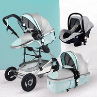 Luxurious Baby Stroller 3 in 1 Portable Travel Baby Carriage Fold Pram High Landscape Aluminum Frame Newborn Infant Stroller