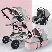 Luxurious Baby Stroller 3 in 1 Portable Travel Baby Carriage Fold Pram High Landscape Aluminum Frame Newborn Infant Stroller