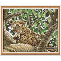 Animal Leopard Series DMC Cross Stitch Kit Aida 14ct 11ct Count Print Canvas Cross Stitch Needlework Embroidery DIY Handmade