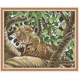 Animal Leopard Series DMC Cross Stitch Kit Aida 14ct 11ct Count Print Canvas Cross Stitch Needlework Embroidery DIY Handmade
