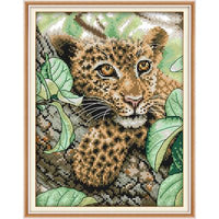 Animal Leopard Series DMC Cross Stitch Kit Aida 14ct 11ct Count Print Canvas Cross Stitch Needlework Embroidery DIY Handmade