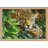 Animal Leopard Series DMC Cross Stitch Kit Aida 14ct 11ct Count Print Canvas Cross Stitch Needlework Embroidery DIY Handmade