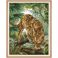 Animal Leopard Series DMC Cross Stitch Kit Aida 14ct 11ct Count Print Canvas Cross Stitch Needlework Embroidery DIY Handmade