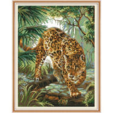 Animal Leopard Series DMC Cross Stitch Kit Aida 14ct 11ct Count Print Canvas Cross Stitch Needlework Embroidery DIY Handmade