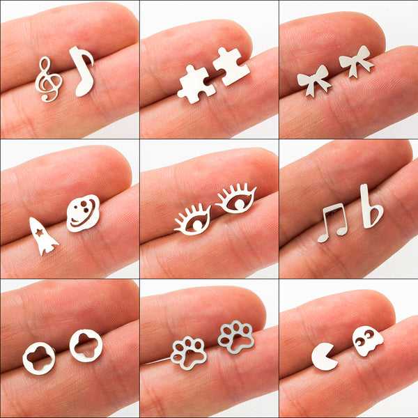 Multiple Golden Stainless Steel Cute Stud Earrings for Women Girls 2020 Fashion Minimalist Earrings Carnations Jewlery Gifts