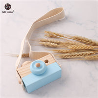 Let&#39;s Make Nordic Hanging Wooden Camera Toys Kids 1pc Beech Wooden Camera Strap Wood Blocks Baby Product Gifts Montessori Toys