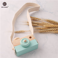 Let&#39;s Make Nordic Hanging Wooden Camera Toys Kids 1pc Beech Wooden Camera Strap Wood Blocks Baby Product Gifts Montessori Toys