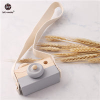 Let&#39;s Make Nordic Hanging Wooden Camera Toys Kids 1pc Beech Wooden Camera Strap Wood Blocks Baby Product Gifts Montessori Toys