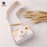 Let&#39;s Make Nordic Hanging Wooden Camera Toys Kids 1pc Beech Wooden Camera Strap Wood Blocks Baby Product Gifts Montessori Toys