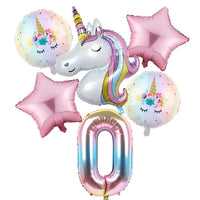 6pcs Rainbow Gradient Unicorn Party Balloon 32 inch Number Birthday Party Decorations Kids Unicorn Party Wedding Balloons Globos