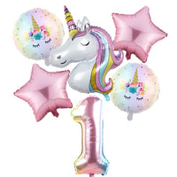 6pcs Rainbow Gradient Unicorn Party Balloon 32 inch Number Birthday Party Decorations Kids Unicorn Party Wedding Balloons Globos