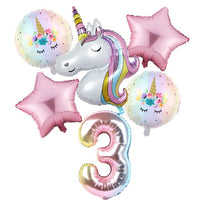 6pcs Rainbow Gradient Unicorn Party Balloon 32 inch Number Birthday Party Decorations Kids Unicorn Party Wedding Balloons Globos