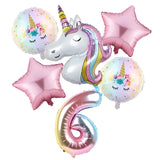 6pcs Rainbow Gradient Unicorn Party Balloon 32 inch Number Birthday Party Decorations Kids Unicorn Party Wedding Balloons Globos