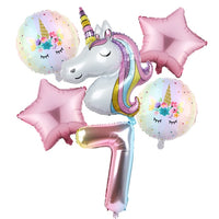 6pcs Rainbow Gradient Unicorn Party Balloon 32 inch Number Birthday Party Decorations Kids Unicorn Party Wedding Balloons Globos
