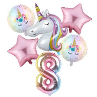 6pcs Rainbow Gradient Unicorn Party Balloon 32 inch Number Birthday Party Decorations Kids Unicorn Party Wedding Balloons Globos