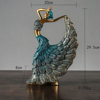 VILEAD Dancer Figurines Peacock Abstract Art Ornament Statue Resin Sculpture Model Home Office Decoartion Craft Desktop Decor