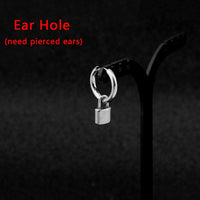 New KPOP Stainless Steel Earrings Idol Punk Padlock Stud Earring Lock Pendant Ear Clip for Women Men Star Same Style Jewelry