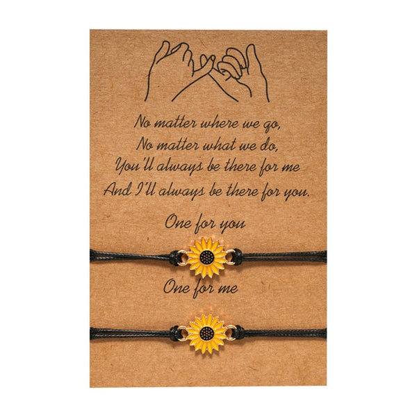 Vintage Jewelry Sunflower Designer Bracelets Gold Sunflower Quote Wish Bracelet Pinky Promise Couple Jewelry Women