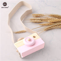 Let&#39;s Make Nordic Hanging Wooden Camera Toys Kids 1pc Beech Wooden Camera Strap Wood Blocks Baby Product Gifts Montessori Toys