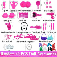 Random 1 Set Doll Accessories for Barbie Doll Shoes Boots Mini Dress Handbags Crown Hangers Glasses Doll Clothes Kids Toys 12&#39;&#39;