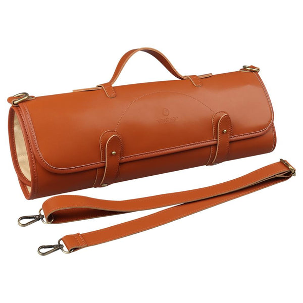 WESSLECO Kitchen Chef Knife Bag Roll Bag Synthetic Leather Knife Carrying Storage Case with 10 Pockets