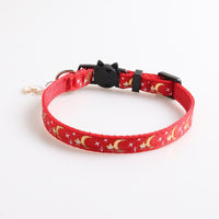 Cute Cat Collars with Moon Star Pendant Adjustable Puppy Kitten Necklace Fruits Pattern Cats Rabbit Collars with Bells