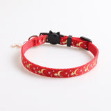 Cute Cat Collars with Moon Star Pendant Adjustable Puppy Kitten Necklace Fruits Pattern Cats Rabbit Collars with Bells