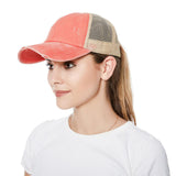 Women Ponytail Baseball Cap Snapback Adjustable Ponytail Gorras Casquette Summer Sunhat Mesh Trucker Hat Casquette Femm WH077